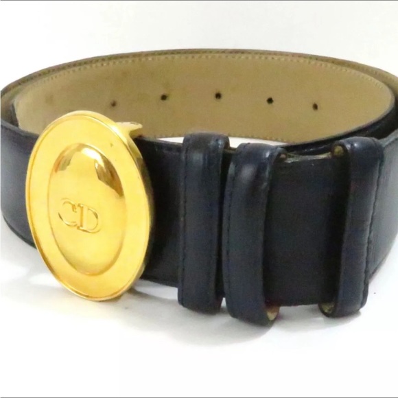 Auth Christian Dior Women Waist Belt 75/30 Made In France Navy - Picture 5 of 11
